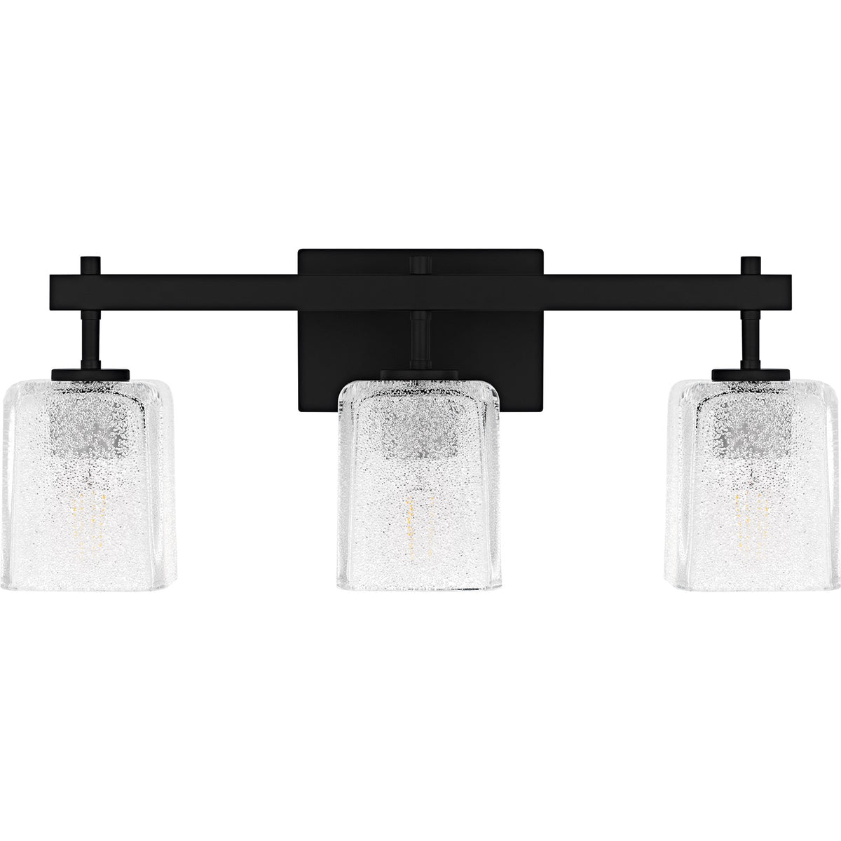Quoizel Brenthouse 22in 3-Light Vanity Light | Modern Matte Black and Clear Glass | Bathroom Vanity & Powder Room | Model BTH8622MBK