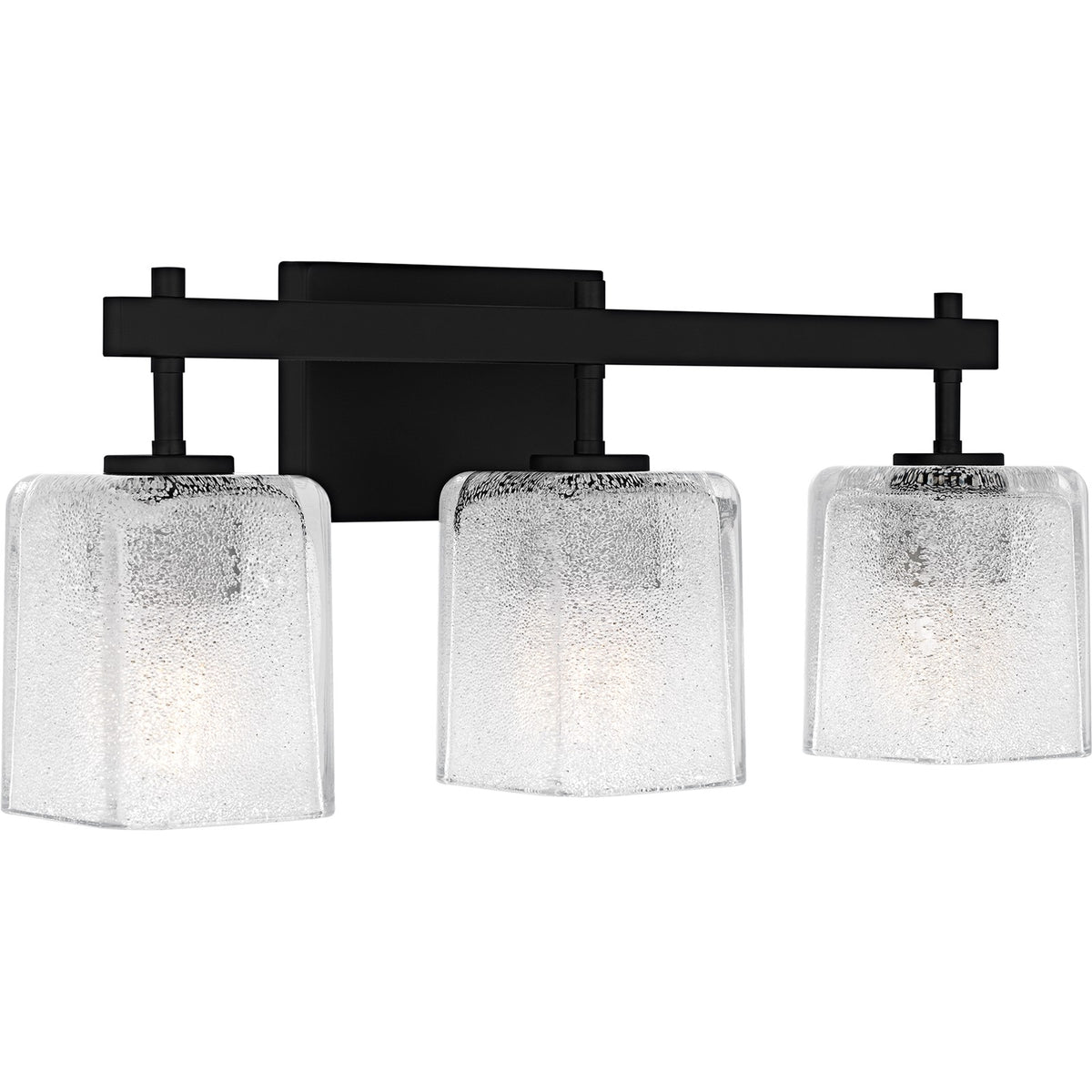 Quoizel Brenthouse 22in 3-Light Vanity Light | Modern Matte Black and Clear Glass | Bathroom Vanity & Powder Room | Model BTH8622MBK