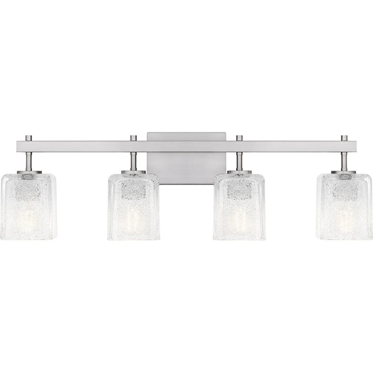Quoizel Brenthouse 31in 4-Light Vanity Light | Modern Brushed Nickel and Clear Glass | Bathroom Vanity & Powder Room | Model BTH8631BN