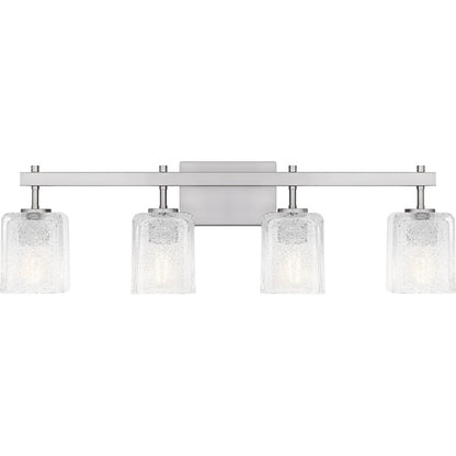 Quoizel Brenthouse 31in 4-Light Vanity Light | Modern Brushed Nickel and Clear Glass | Bathroom Vanity & Powder Room | Model BTH8631BN