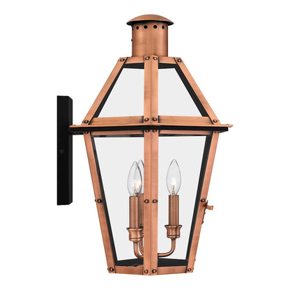 Quoizel Burdett 3 Light 21" Outdoor Lantern, Aged Copper/Clear