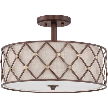 Quoizel Brown Lattice Semi-Flush Mount, Copper Canyon