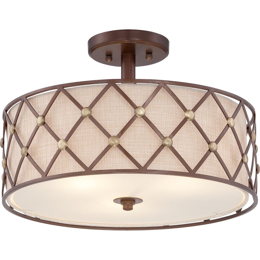 Quoizel Brown Lattice Semi-Flush Mount, Copper Canyon
