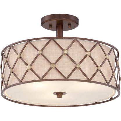 Quoizel Brown Lattice Semi-Flush Mount, Copper Canyon