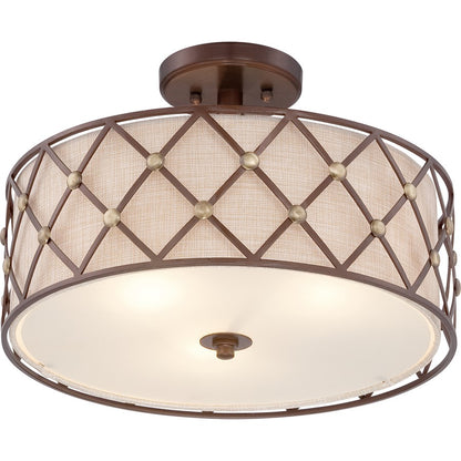 Quoizel Brown Lattice Semi-Flush Mount, Copper Canyon