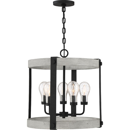5 Light Pendant, Grey Ash