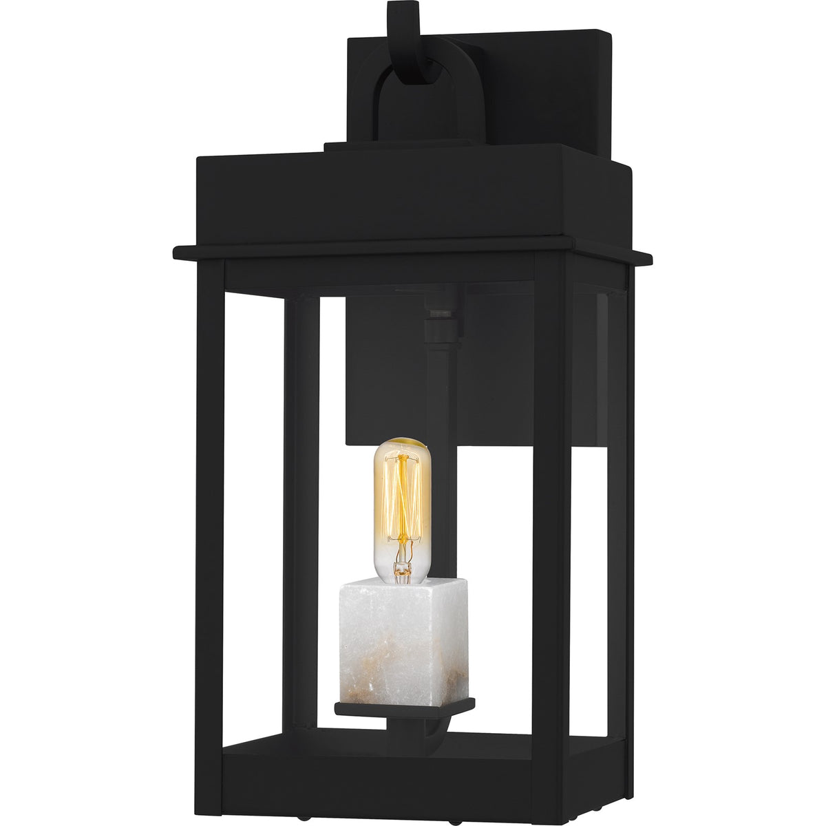 Quoizel Carmen 13in 1-Light Outdoor Wall Lantern | Transitional Matte Black and Clear Glass | Front Porch & Patio | Model CAM8407MBK