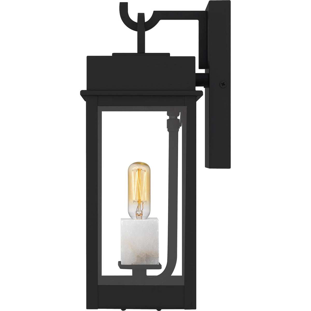 Quoizel Carmen 13in 1-Light Outdoor Wall Lantern | Transitional Matte Black and Clear Glass | Front Porch & Patio | Model CAM8407MBK