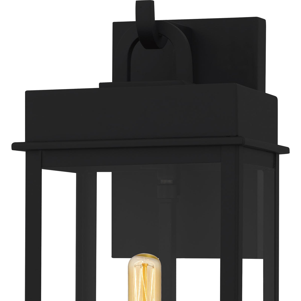 Quoizel Carmen 13in 1-Light Outdoor Wall Lantern | Transitional Matte Black and Clear Glass | Front Porch & Patio | Model CAM8407MBK