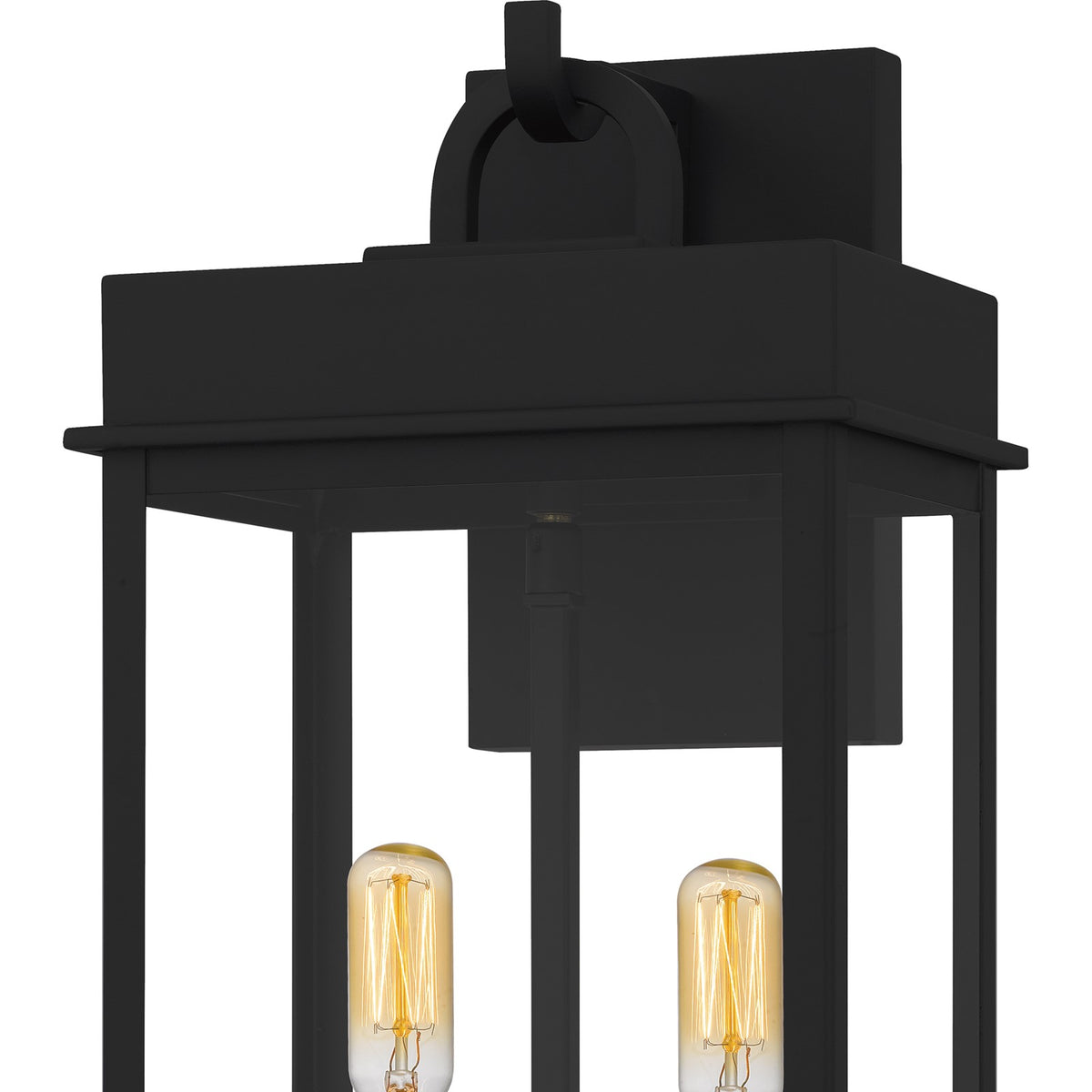 Quoizel Carmen 8in 2-Light Outdoor Wall Lantern | Transitional Matte Black and Clear Glass | Front Porch & Patio | Model CAM8408MBK