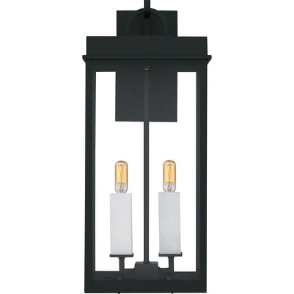 Quoizel Carmen 9in 2-Light Outdoor Wall Lantern | Transitional Matte Black and Clear Glass | Front Porch & Patio | Model CAM8409MBK