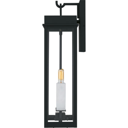 Quoizel Carmen 9in 2-Light Outdoor Wall Lantern | Transitional Matte Black and Clear Glass | Front Porch & Patio | Model CAM8409MBK