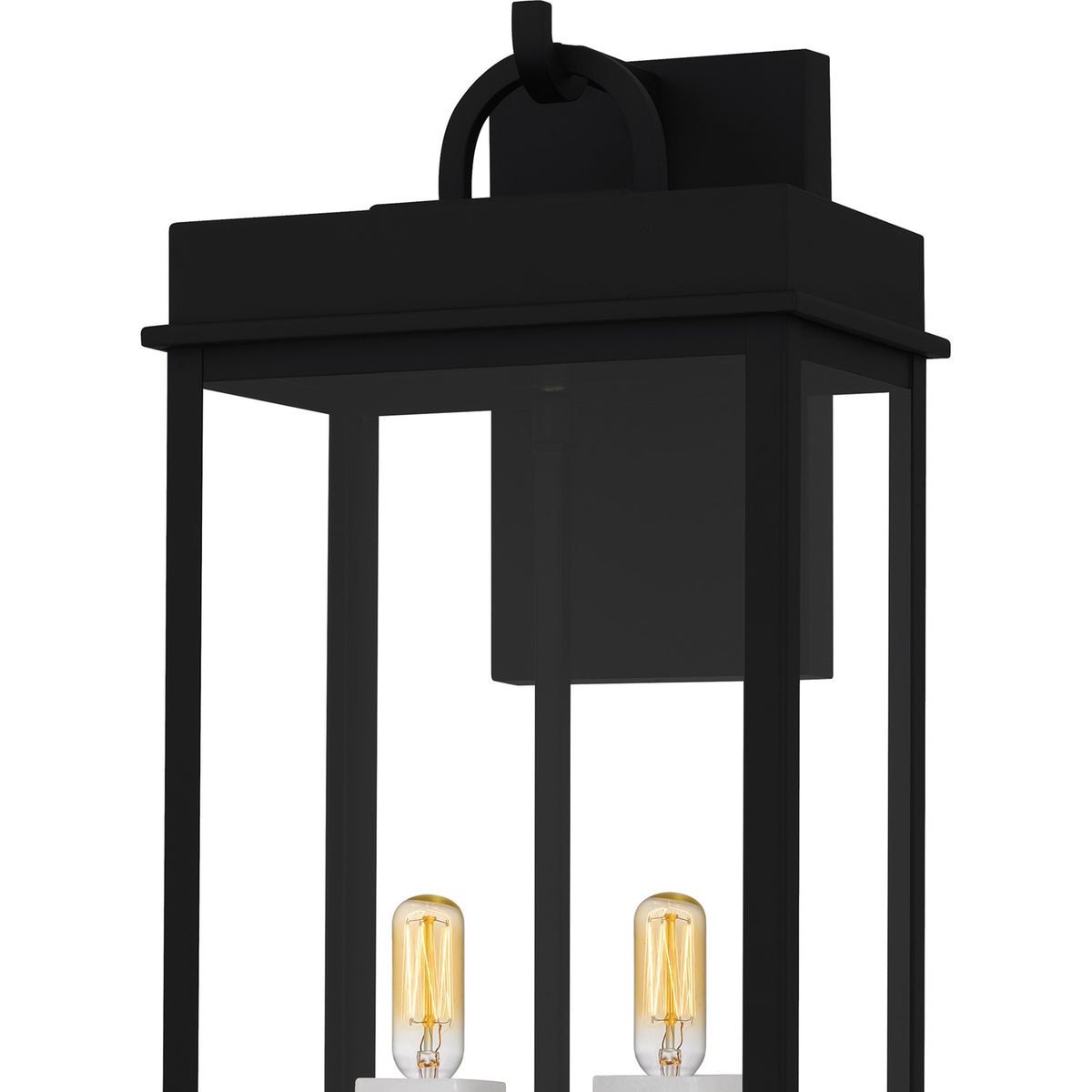 Quoizel Carmen 9in 2-Light Outdoor Wall Lantern | Transitional Matte Black and Clear Glass | Front Porch & Patio | Model CAM8409MBK