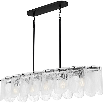 Quoizel Cassidy 43in 5-Light Island Chandelier | Transitional Matte Black and White Swirl Glass | Kitchen Island & Dining Room | Model CAS543MBK