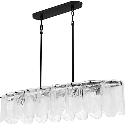 Quoizel Cassidy 43in 5-Light Island Chandelier | Transitional Matte Black and White Swirl Glass | Kitchen Island & Dining Room | Model CAS543MBK