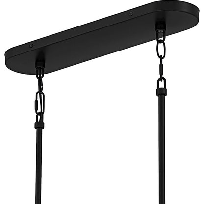 Quoizel Cassidy 43in 5-Light Island Chandelier | Transitional Matte Black and White Swirl Glass | Kitchen Island & Dining Room | Model CAS543MBK