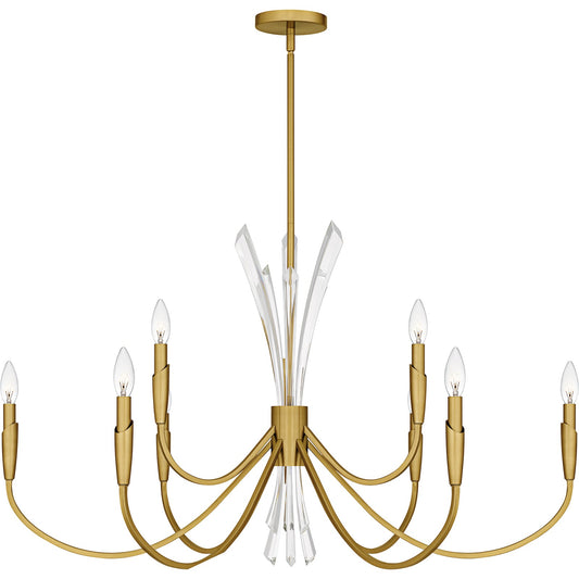 Quoizel Cecily 40in 9-Light Chandelier | Modern Brushed Gold and Crystal Steel | Dining Room & Foyer | 40 x 40 x 25 in | Model CCY5040BRG