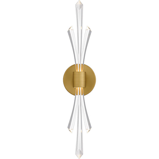 Quoizel Cecily 22in 1-Light Wall Sconce | Brushed Gold and Clear Crystal Glass | Bedroom & Hallway Accent Light | 5 x 5 x 22 in | Model CCY8805BRG