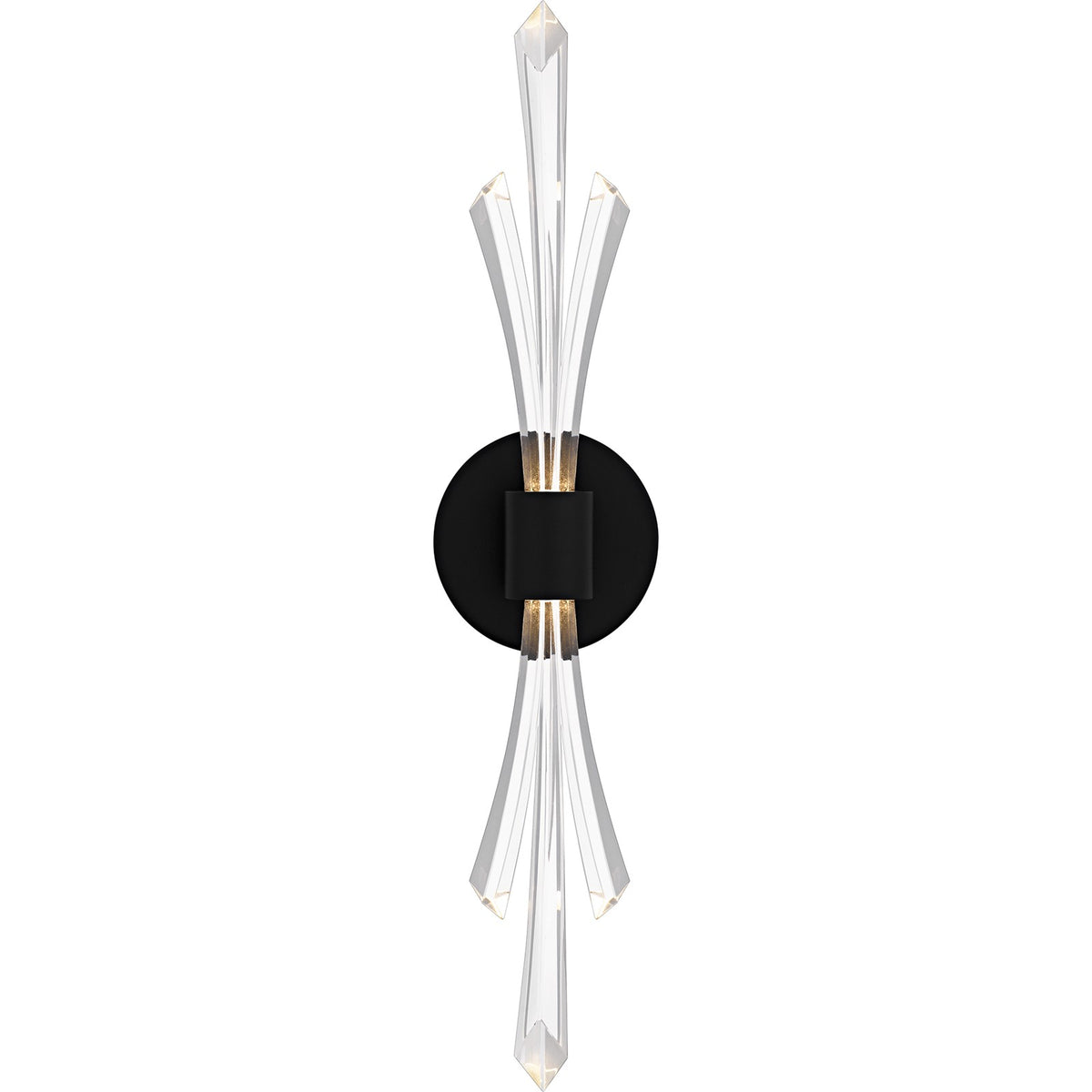 Quoizel Cecily 22in 1-Light Wall Sconce | Matte Black and Clear Crystal Glass | Bedroom & Hallway Accent Light | 5 x 5 x 22 in | Model CCY8805MBK