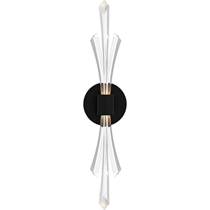 Quoizel Cecily 22in 1-Light Wall Sconce | Matte Black and Clear Crystal Glass | Bedroom & Hallway Accent Light | 5 x 5 x 22 in | Model CCY8805MBK