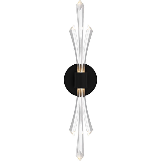 Quoizel Cecily 22in 1-Light Wall Sconce | Matte Black and Clear Crystal Glass | Bedroom & Hallway Accent Light | 5 x 5 x 22 in | Model CCY8805MBK
