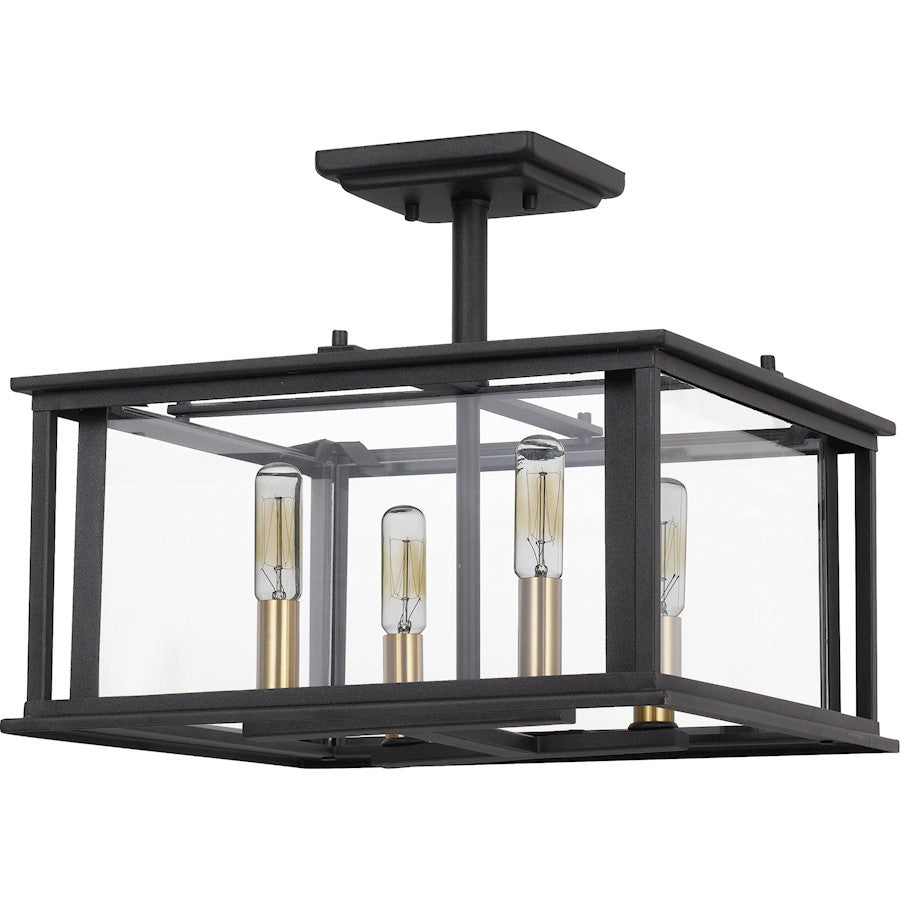 Quoizel Citadel 4 Light Semi-Flush Mount, Earth Black