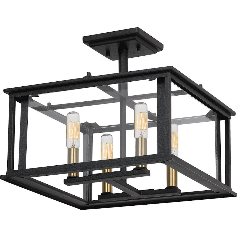 Quoizel Citadel 4 Light Semi-Flush Mount, Earth Black