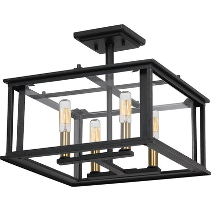 Quoizel Citadel 4 Light Semi-Flush Mount, Earth Black
