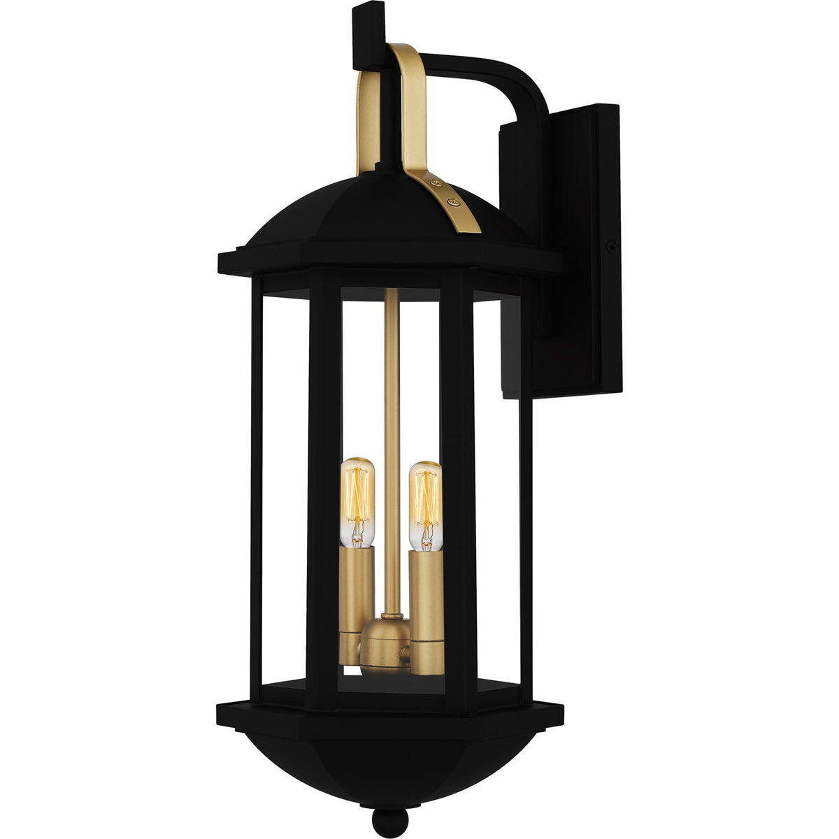 Quoizel Crestfield 20in 2-Light Outdoor Wall Lantern | Traditional Matte Black and Clear Glass | Entryway & Porch | Model CFD8408MBK