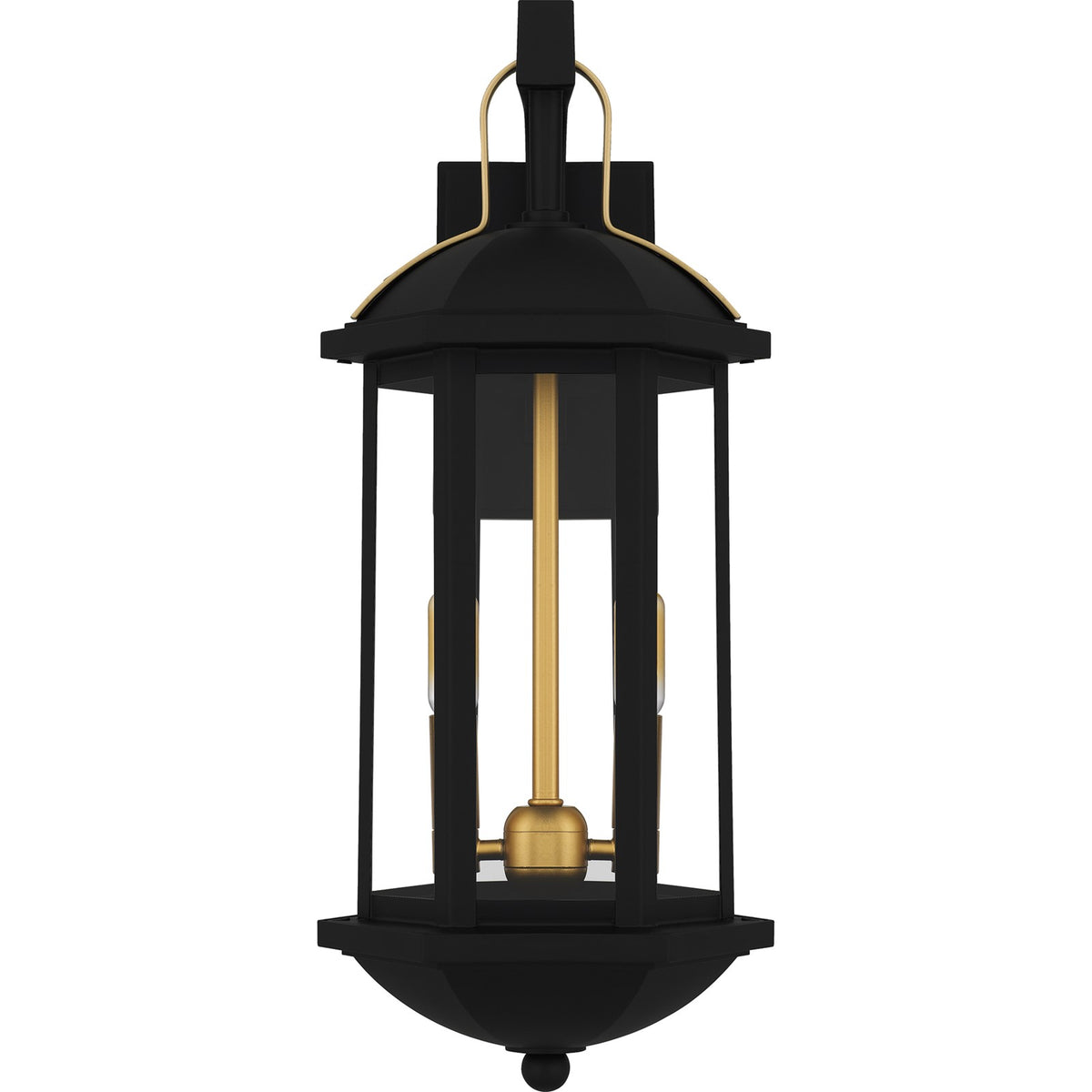 Quoizel Crestfield 20in 2-Light Outdoor Wall Lantern | Traditional Matte Black and Clear Glass | Entryway & Porch | Model CFD8408MBK