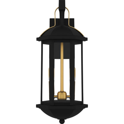 Quoizel Crestfield 20in 2-Light Outdoor Wall Lantern | Traditional Matte Black and Clear Glass | Entryway & Porch | Model CFD8408MBK