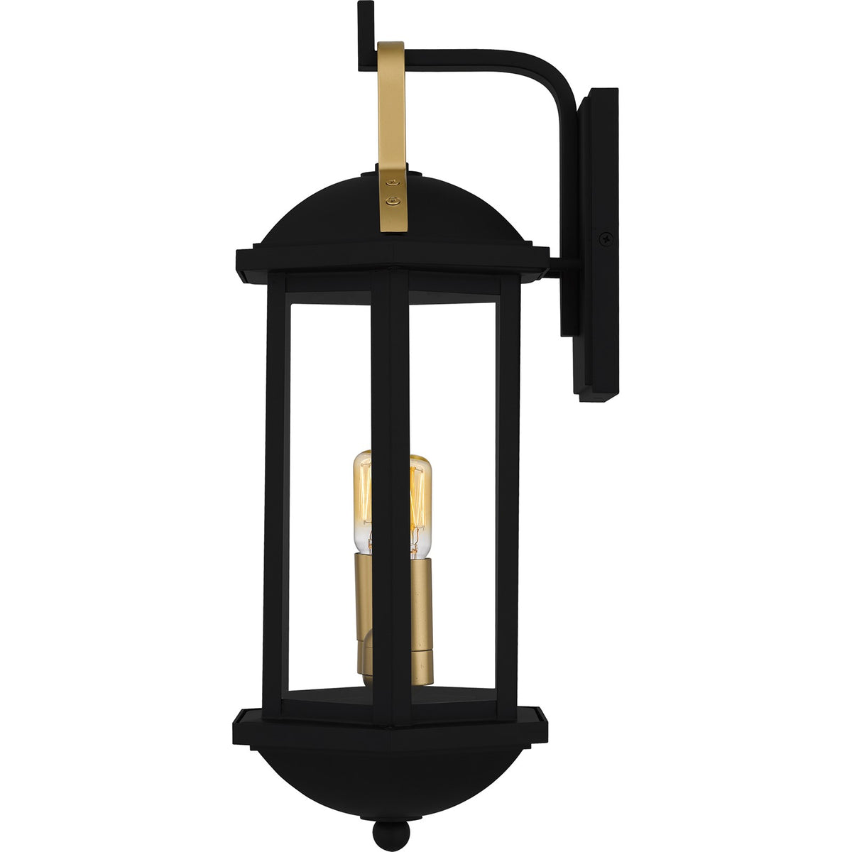 Quoizel Crestfield 20in 2-Light Outdoor Wall Lantern | Traditional Matte Black and Clear Glass | Entryway & Porch | Model CFD8408MBK