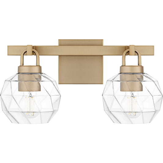 Quoizel Celina 16in 2-Light Vanity Light | Glam Bronze Gold and Clear Faceted Glass | Bathroom Vanity & Powder Room | Model CIA8616BGD
