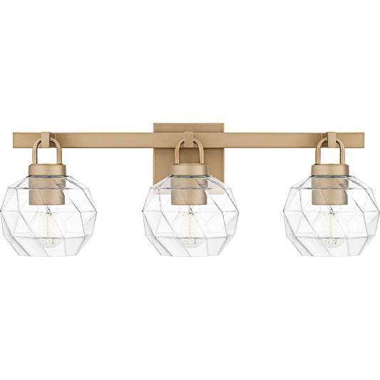 Quoizel Celina 24in 3-Light Vanity Light | Glam Bronze Gold and Clear Faceted Glass | Bathroom Vanity & Powder Room | Model CIA8624BGD