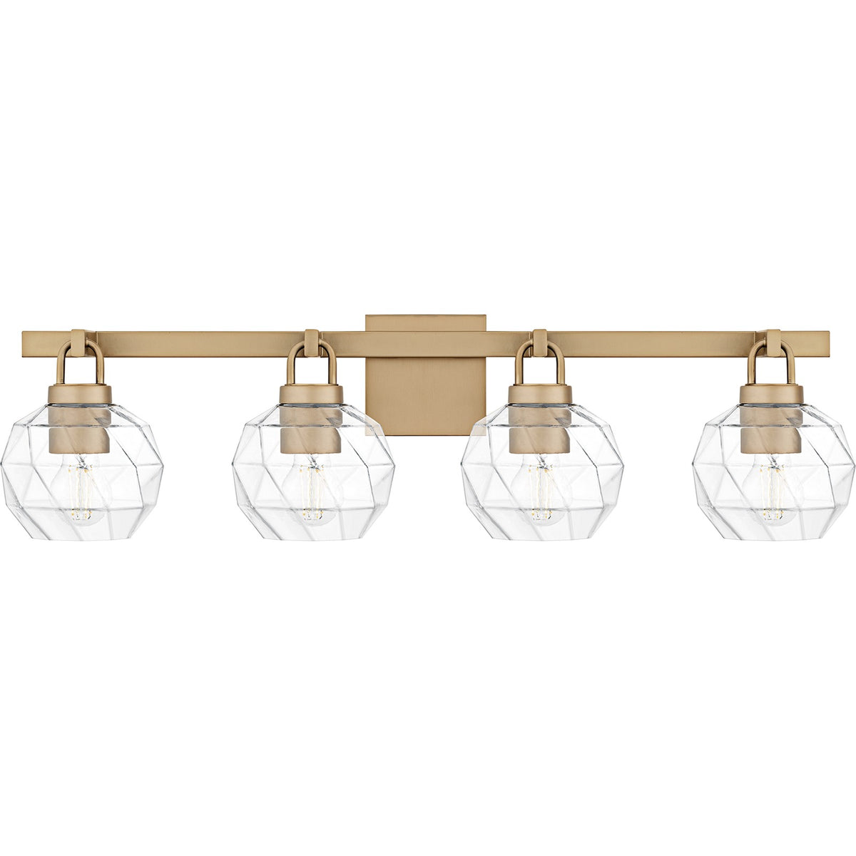 Quoizel Celina 32in 4-Light Vanity Light | Glam Bronze Gold and Clear Faceted Glass | Bathroom Vanity & Powder Room | Model CIA8632BGD