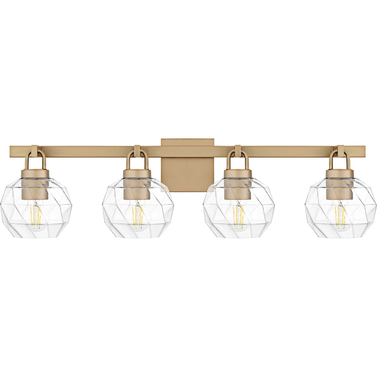 Quoizel Celina 32in 4-Light Vanity Light | Glam Bronze Gold and Clear Faceted Glass | Bathroom Vanity & Powder Room | Model CIA8632BGD