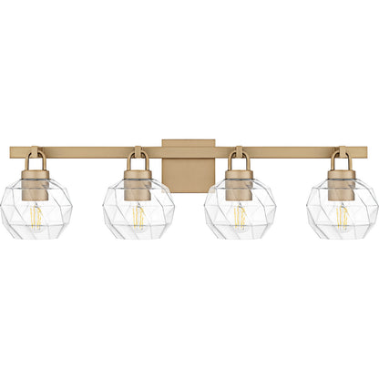 Quoizel Celina 32in 4-Light Vanity Light | Glam Bronze Gold and Clear Faceted Glass | Bathroom Vanity & Powder Room | Model CIA8632BGD