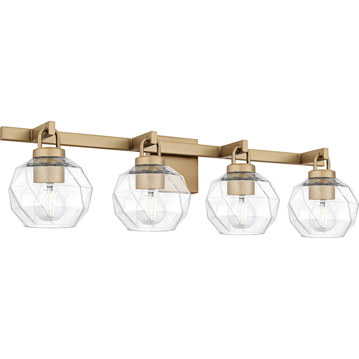 Quoizel Celina 32in 4-Light Vanity Light | Glam Bronze Gold and Clear Faceted Glass | Bathroom Vanity & Powder Room | Model CIA8632BGD