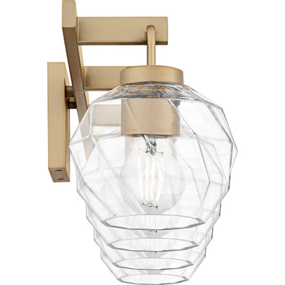 Quoizel Celina 32in 4-Light Vanity Light | Glam Bronze Gold and Clear Faceted Glass | Bathroom Vanity & Powder Room | Model CIA8632BGD
