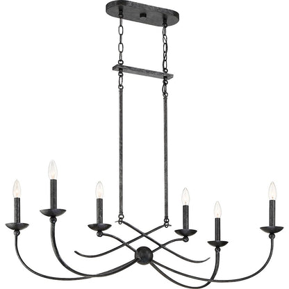 Quoizel Calligraphy 6 Light Island Chandelier, Old Black