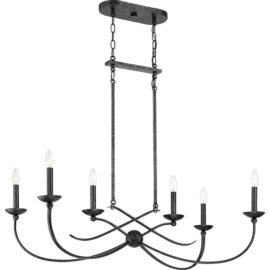 Quoizel Calligraphy 6 Light Island Chandelier, Old Black
