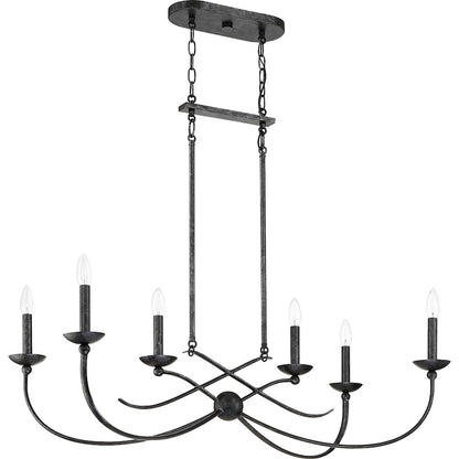 Quoizel Calligraphy 6 Light Island Chandelier, Old Black