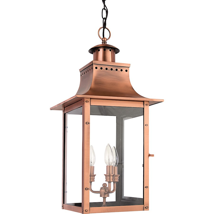 3 Light Chalmers Outdoor Pendant, Aged Copper