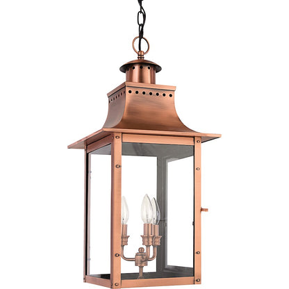 3 Light Chalmers Outdoor Pendant, Aged Copper
