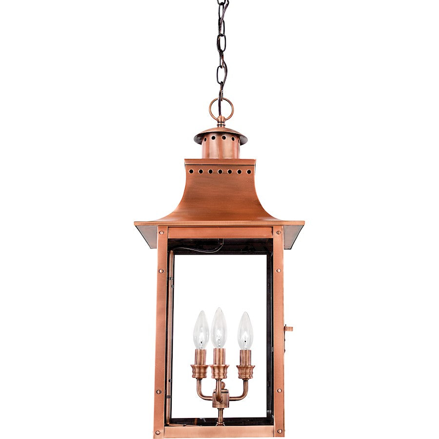 3 Light Chalmers Outdoor Pendant, Aged Copper