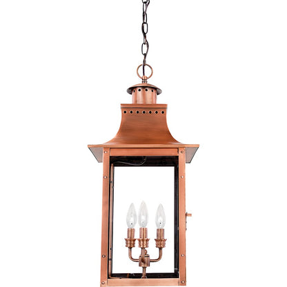 3 Light Chalmers Outdoor Pendant, Aged Copper