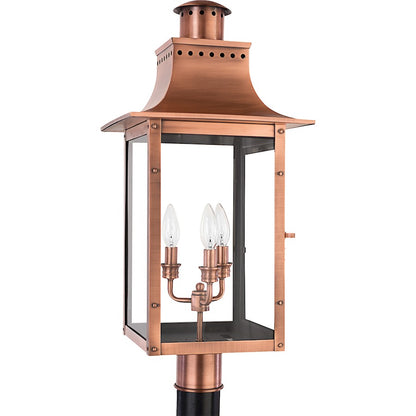 Quoizel 3 Light Chalmers Post Lights, Aged Copper