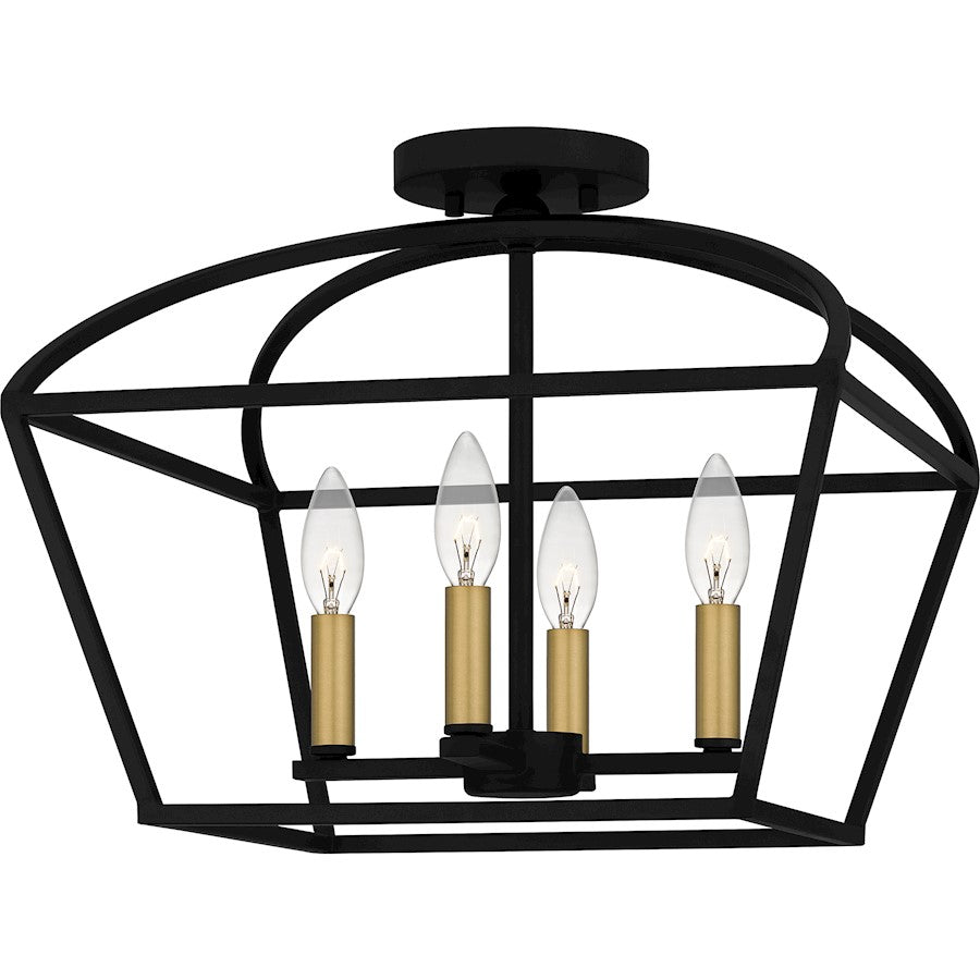 Quoizel Concho Bay 4 Light Semi-Flush Mount, Matte Black