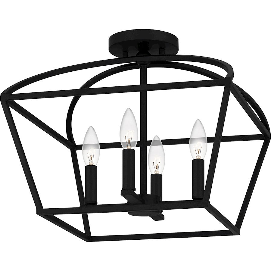 Quoizel Concho Bay 4 Light Semi-Flush Mount, Matte Black