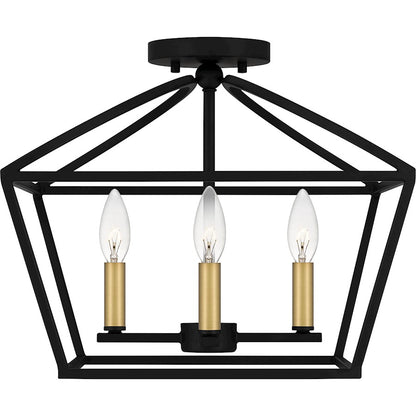 Quoizel Concho Bay 4 Light Semi-Flush Mount, Matte Black